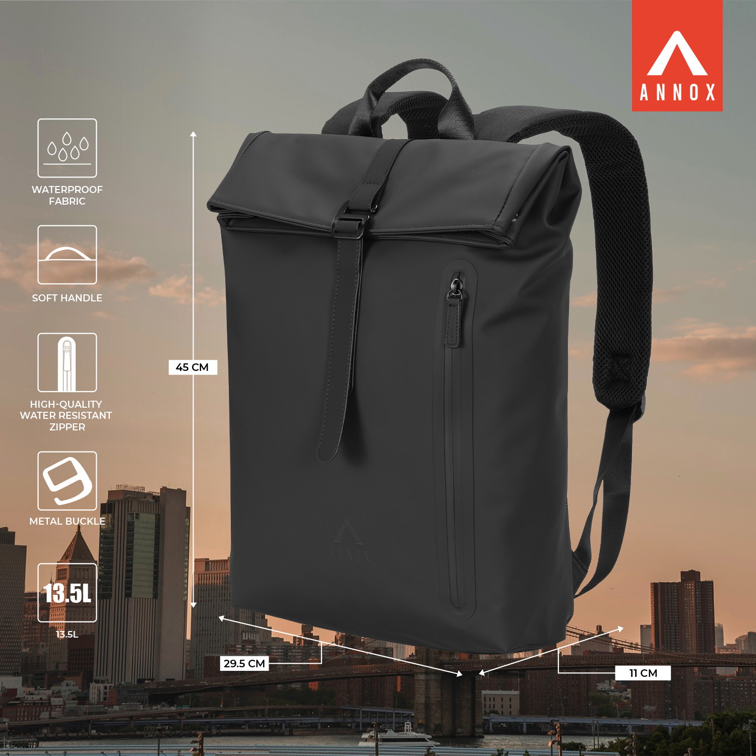 Mochila Casual para Laptop Annox 15.6” – Resistente al Agua de PU