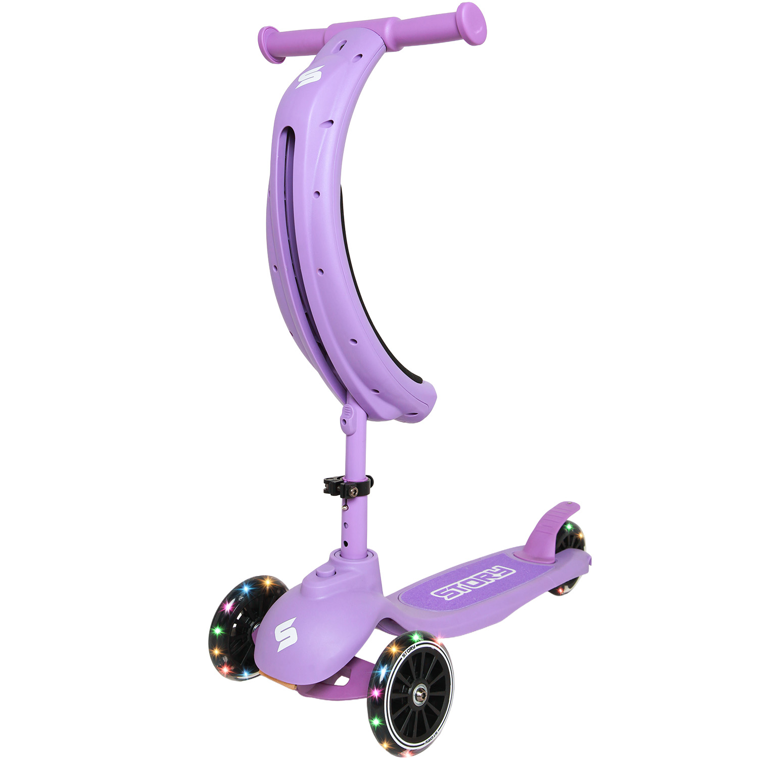 Historia 4EN1 patinete LED para niños de 3 ruedas