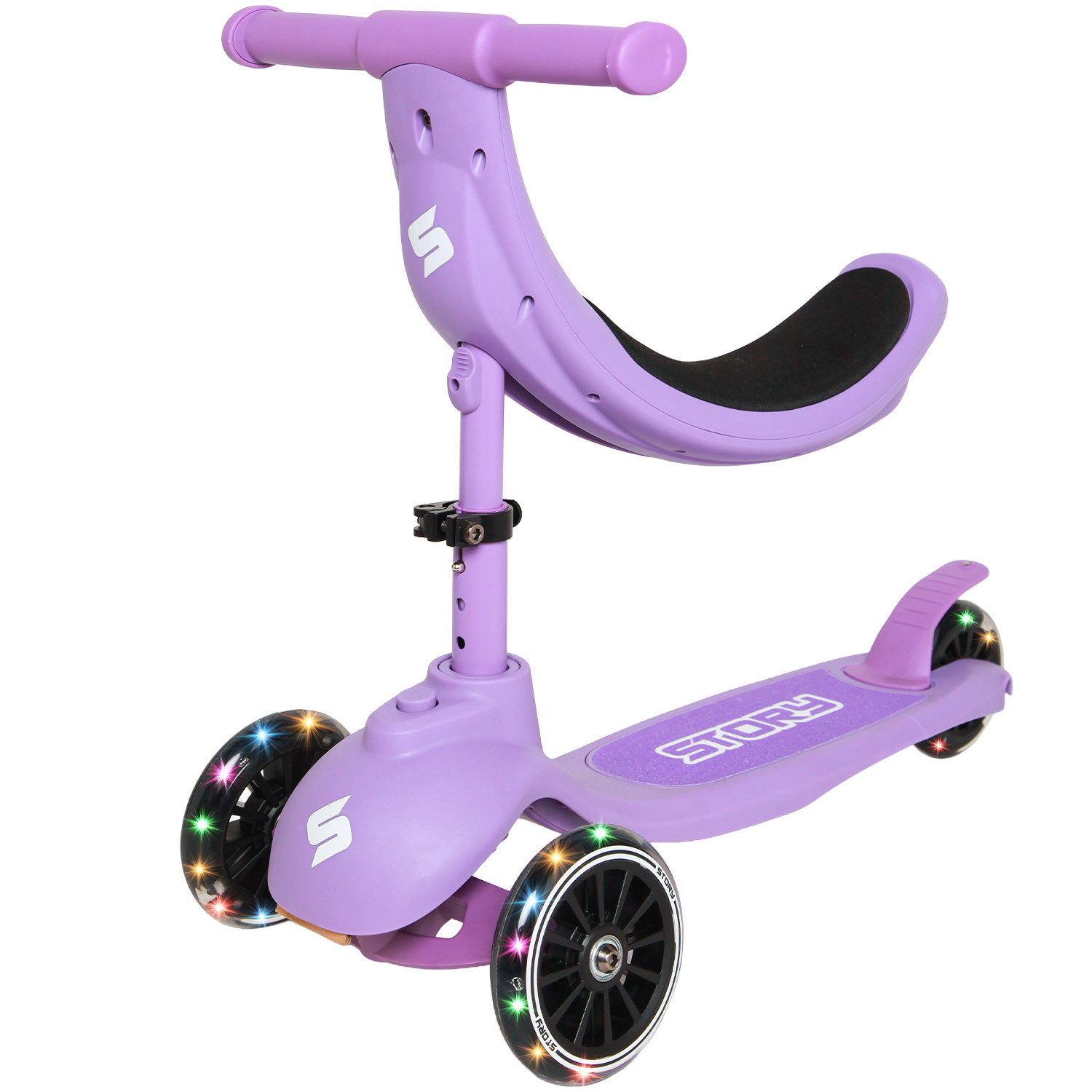 Historia 4EN1 patinete LED para niños de 3 ruedas