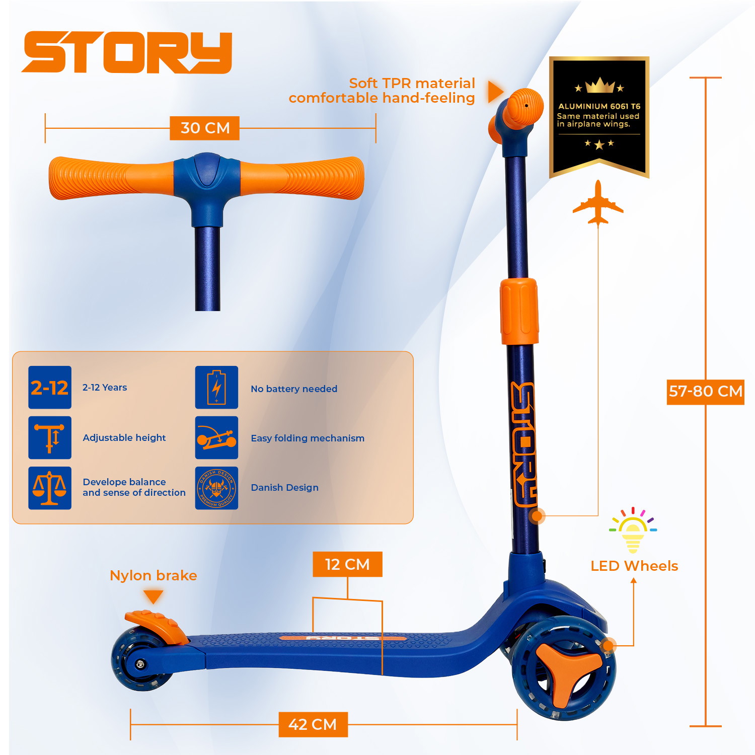 Scooter Story Mini Friends LED deluxe de 3 ruedas para niños