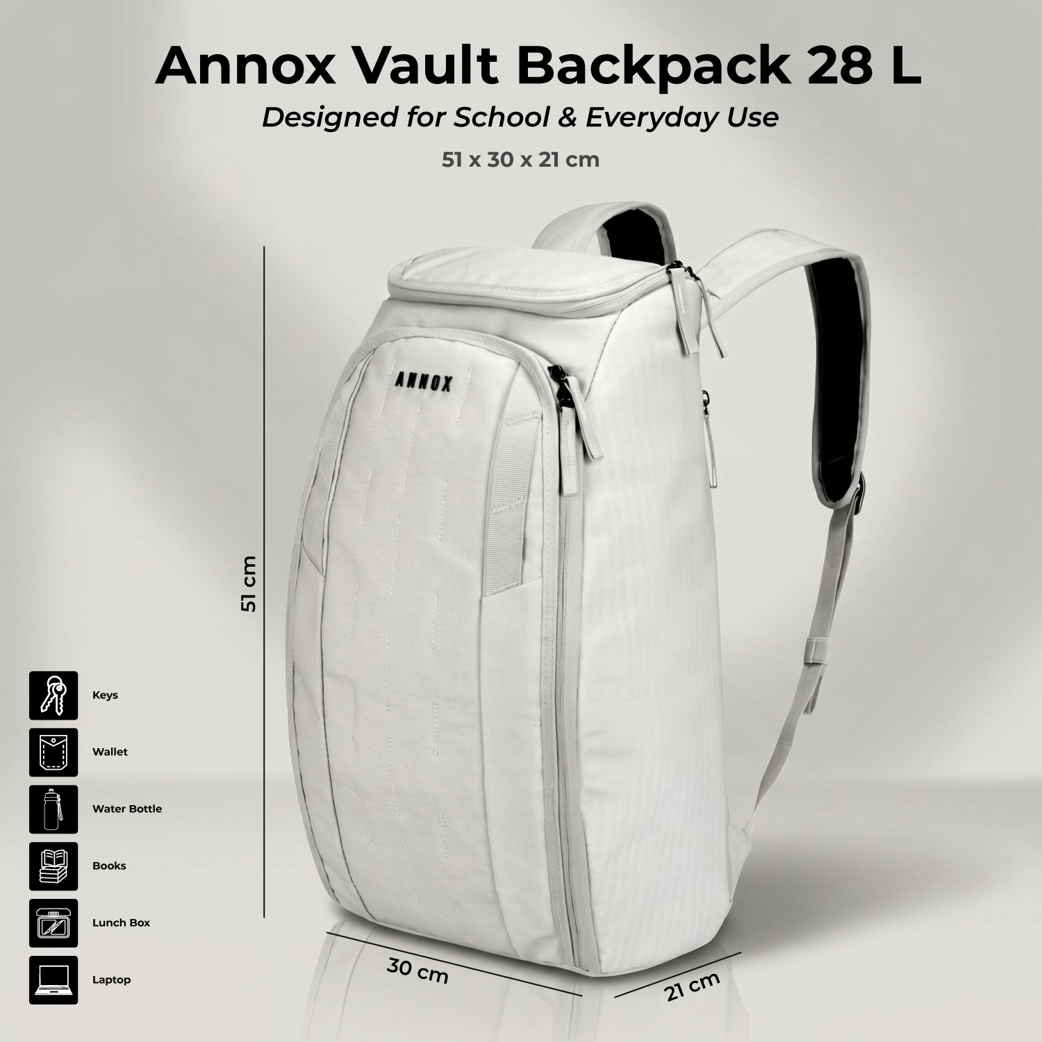 Mochila Annox Vault 28L - A prueba de agua para esquiar, hacer deporte y viajar