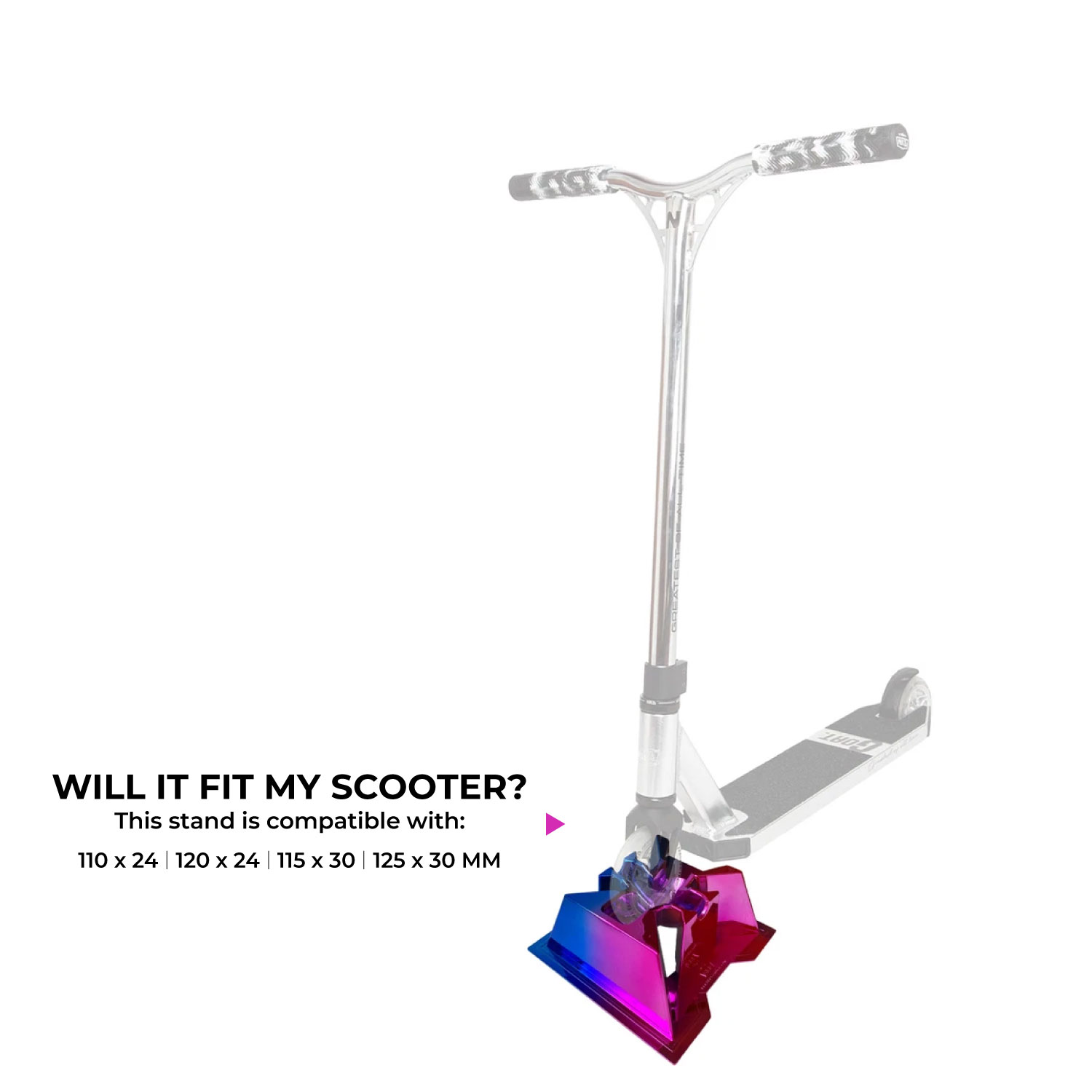 Soporte para Scooter NKD Pro – Soporte estable para ruedas de 110–125 mm, ancho de 24/30 mm