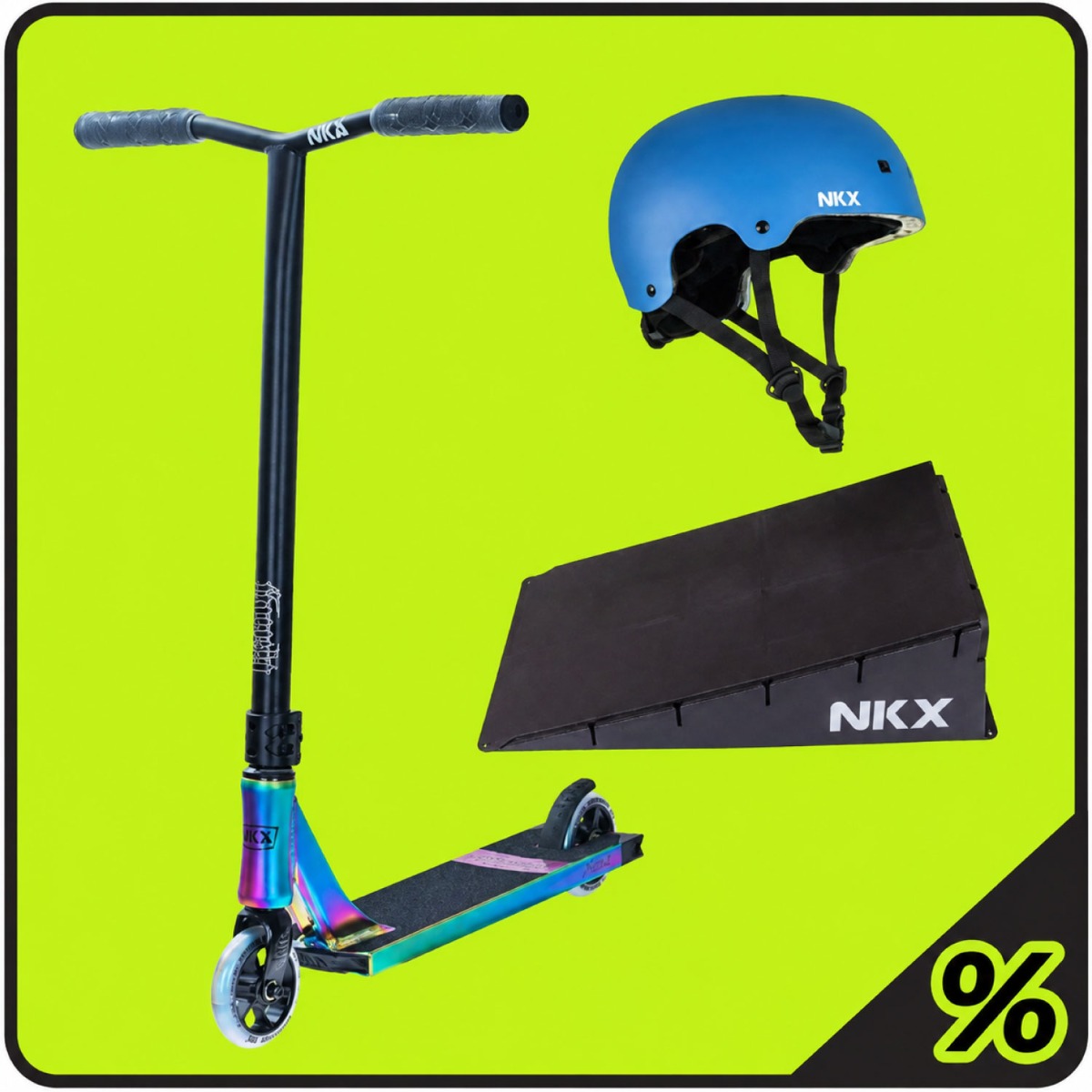 10% Descuento Extra – Patinete Freestyle, Rampa y Casco Pack – Principiante 5–10 años