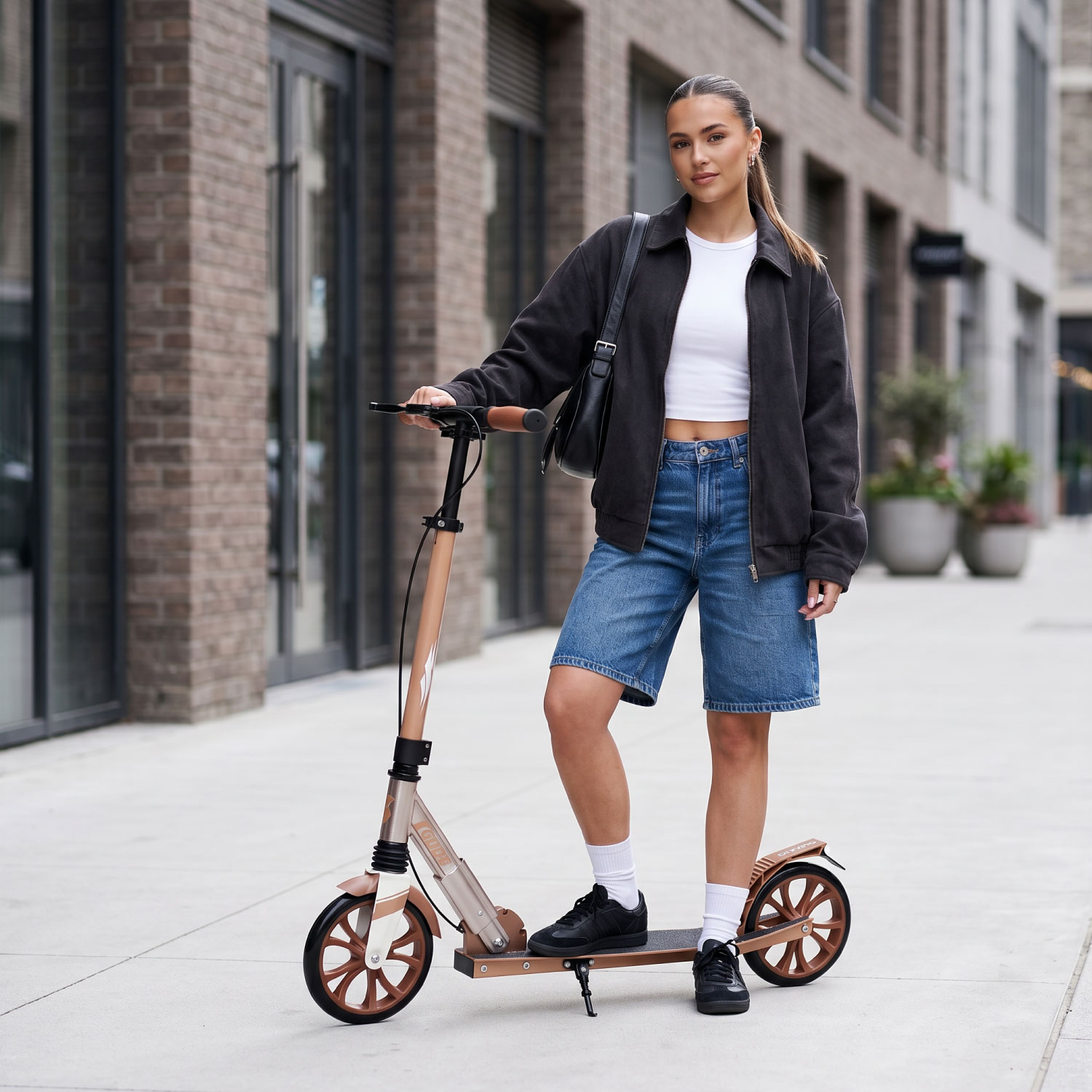 Scooter Commuter Plegable Story GlideX Elite – suspensión y freno de mano