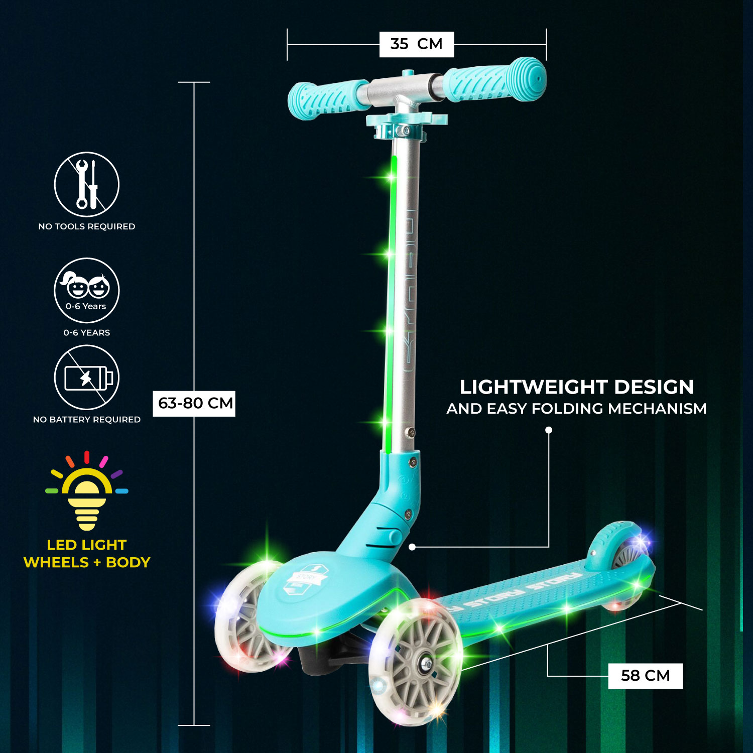 Scooter de 3 ruedas LED para niños Story